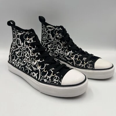 Disney Mickey Mouse Sneakers High Tops Canvas Shoes Size UK 6 Black White New - Image 1 of 4