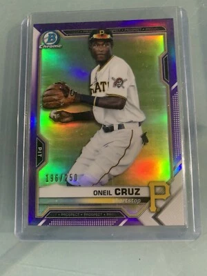 2021 Bowman Chrome Prospect Oneil Cruz Purple Refractor  /250 Pirates - Image 1 of 2