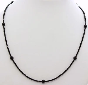 Spinell Kette Edelsteinkette facettierte Schwarz Designer Damen Collier ca.47 cm - Picture 1 of 2