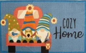 KITCHEN PRINTED ACCENT RUG (nonskid)(17"x28") 3 GNOMES ON THE TRUCK,COZY HOME,NR - Picture 1 of 24