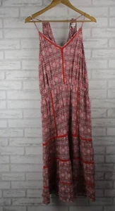 Jeanswest womens maxi dress red blue print M v-neck boho - Picture 1 of 9