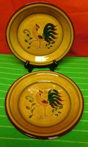 Pennsbury Pottery Red Rooster 3 Soup Cereal Bowls 9" Morrisville PA - Picture 1 of 8