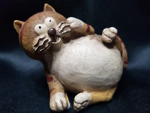 Vintage Cartoon Cat Figurine Chunky Orange Striped Cat - Picture 1 of 9
