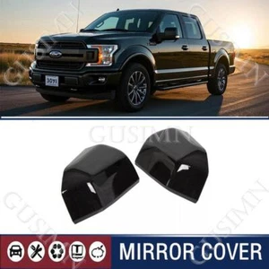 2x Gloss Black Side Mirror Cover Cap Trim Overlay For Ford F150 2015-2020 F-150 - Foto 1 di 6