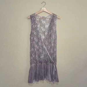 Monoreno dress womens large lace sheer vneck 100% cotton purple - Picture 1 of 7