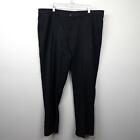 Haggar Straight Fit Dress Pants Sz 42 x 32 Black Twill Flat Front Trousers