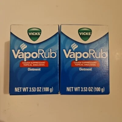 Vicks VapoRub Cough Suppressant Analgesic Ointment 3.53oz X2 Exp 09/2026+ - Image 1 of 4