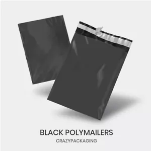 Black Poly Mailer Plastic Satchel Parcel Post Courier Self Sealing Shipping Bag - Picture 1 of 12