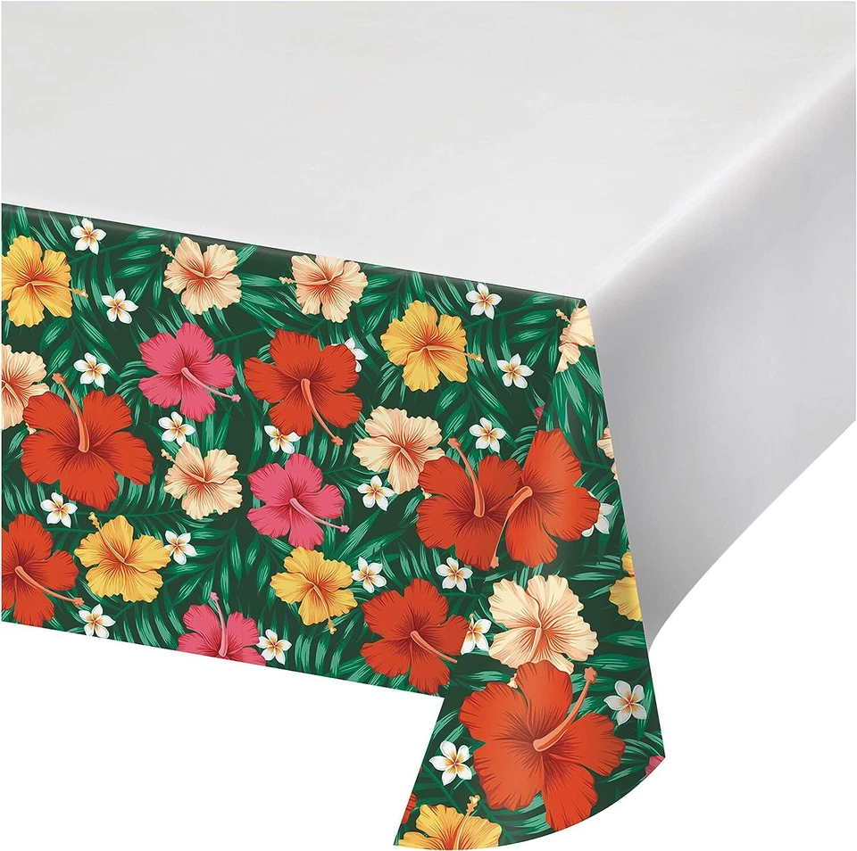 Tropical Flowers Floral Beach Summer Luau Party Decoration Plastic Tablecover - Image 1 of 1