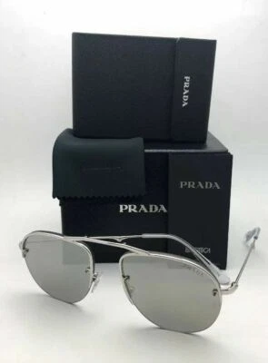 折叠普拉达太阳镜 SPR 54U 1BC-197 55-16 银色飞行员镜框镜片 — 第 1/4 张图片