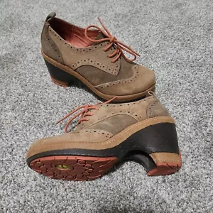 Size Women's 6 Brown LEATHER Heeled Clogs - EUC Jambu Seattle OXFORDS SPORT - Picture 1 of 8
