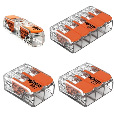 WAGO 221 Series Reusable Electrical Wire Cable Connectors Compact UK - Image 1 of 4