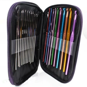 22 pièces ensemble d'aiguilles tricotées crochets en aluminium, tissage multicolore artisanat outils - Photo 1/7