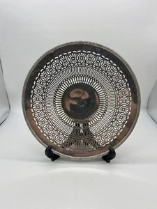 VTG Sheffield desert footed plate, Nickel silver #2354 BRS 10" Diameter - Picture 1 of 6