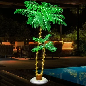 Lighted Artificial Palm Tree, 6 FT Light up Christmas Palm Tree Decorations Deco - Picture 1 of 12