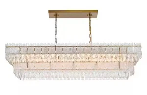 EMILIA 8 LIGHTS 50 x 14 SATIN GOLD CHANDELIER BY ELELEGANT LIGHTING, 1780G50SG - Picture 1 of 10