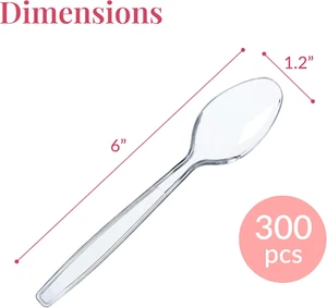 300 Clear Plastic Spoons Bulk - Plastic Silverware Spoons - Heavy Duty Spoon ... - Picture 1 of 12