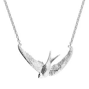 Swallow Bird Necklace Solid Sterling Silver 42cm - 45cm 925 Hallmark - Picture 1 of 3