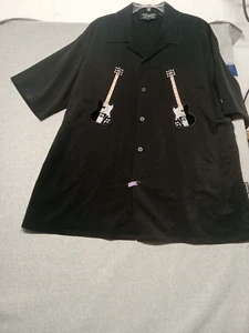 Camisa Dragonfly Clothing Company abotonada para hombre XL guitarras de fieltro negro Hard Rock - Imagen 1 de 16