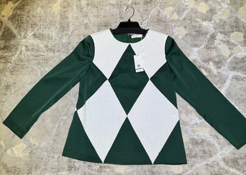 Tory Burch Green And White Tunic Size 10
