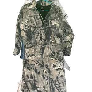 Wolf Mountain Hunting Camo XL Mossy Oak coveralls vintage Bibs Winter Made USA! - Picture 1 of 8