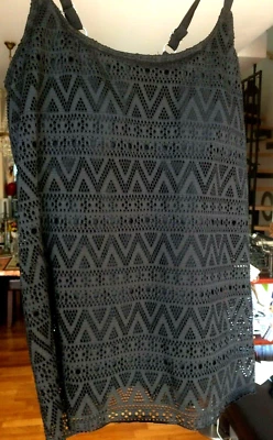 Badekostüm Top + Hose Shirt Spitze Badeanzug Schwarz Zweiteiler - Bild 1 von 4