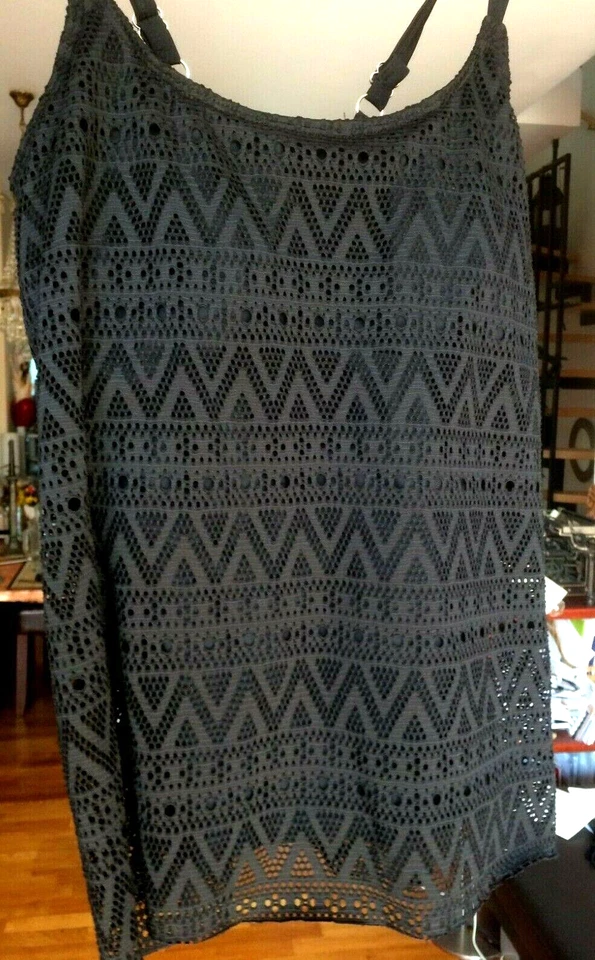 Badekostüm Top + Hose Shirt Spitze Badeanzug Schwarz Zweiteiler - Bild 1 von 4