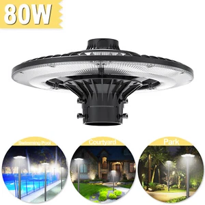 80W Dusk to Dawn Outdoor Post Top Light Outside Garden Waterproof Pole Lights - Picture 1 of 12