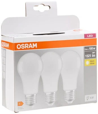 Osram Base Clas a Lampada LED E27, 13 W, Luce Calda, 3 Unità (Confezione d bBPj - Immagine 1 di 4