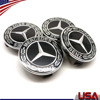 1Set of 4PCS Wheel Center Caps Emblem For Mercedes-Benz 75mm Rim Hub Cover Logo Foto 1 de 4