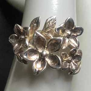 7009 Sterling silver 925 Wild flower bouqet cluster Ring sz 6   4grams - Picture 1 of 3