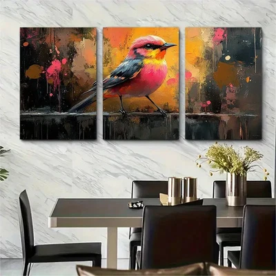 3pcs Pink Tribal Birds Abstract  LI Wall Art Canvas  Unframed/Framed - Image 1 of 4