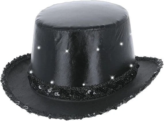 Sombrero de copa metálico con luz LED negro Foto 1 de 1