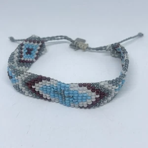 Zierliches 9 Reihen Navajo Stil Indianer Hand Perlen Armband American Eagle Vintage - Bild 1 von 11