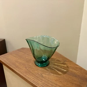 BLENKO 3752 Blue Glass Fan Shaped Vase Mid century Modern MCM - Picture 1 of 7