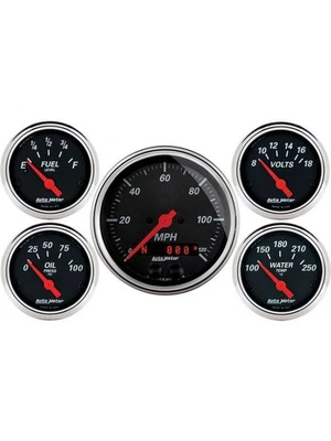 Auto Meter Gauges Designer Black Speedo Water Temp Oil Pressure Fuel Lvl (1450) - Image 1 of 4
