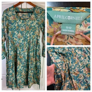 April Cornell Kids Girls 11 12 Dress Cottage Green Floral Church Party Pretty - Picture 1 of 16