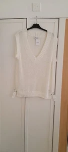 Next new with tags, white relaxed fit sleeveless, V neck tunic jumper size L - Picture 1 of 6