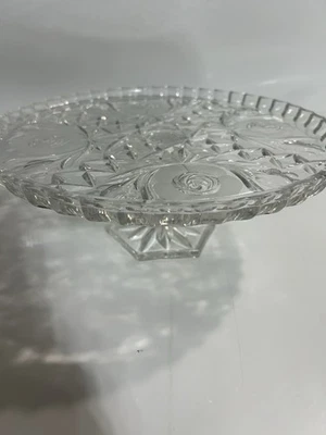 Винтажная хрустальная пьедестальная подставка для торта дизайн с капустой розой и бриллиантами - Изображение 1 из 4