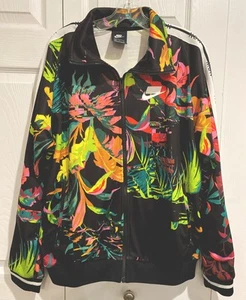 Nike Jacket Men's Large Black Floral AOP Full Zip Track NSW Sportswear - Picture 1 of 14
