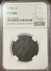 1798 Draped Bust Large Cent 2nd Hairstyle Original Early Colonial NGC F15 - Picture 1 of 12
