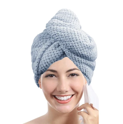 1pcs Solid Color Hair Towel Wrap Button Down Quick Dry Absorbent Cap - NEW - Image 1 of 4