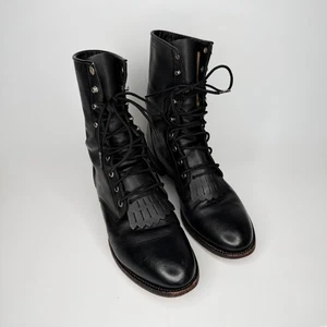 Damen Justin Ropers schwarze Lederstiefel Größe 9D gebraucht guter Zustand - Bild 1 von 6
