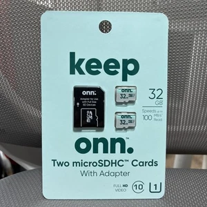 DEUX cartes microSDHC 32Go + adaptateur ONN scellées (2x cartes 32Go) - Photo 1 sur 2