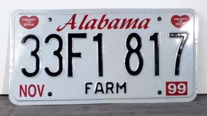 ALABAMA FARM License Plate: 33F1 817 : 1999: Unused - Picture 1 of 5