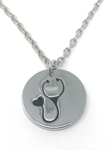 Estetoscopio Corazón Amor Plata Grabado Colgante Collar Estudiante Enfermera Doctor 18 - Imagen 1 de 3