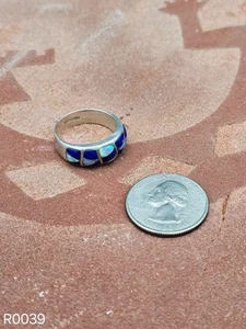 Anello vintage argento sterling opale lapislazzuli e intarsi onice - Foto 1 di 2