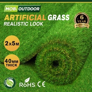 Mobi Artificial Grass 40mm Synthetic Fake Lawn 10-60SQM Turf Plastic Plant - Picture 1 of 117