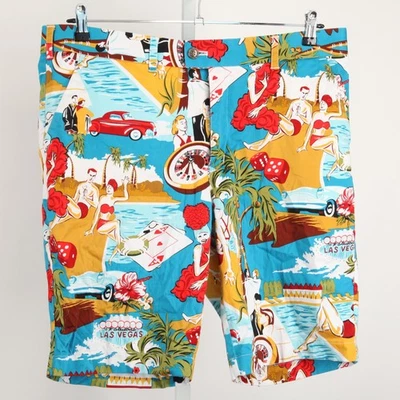 Loudmouth Shorts Mens 38 Multicolor Las Vegas Casino Print Golf Party Retro Fun - Image 1 of 4