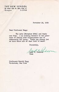 1950 SIGNED LETTER by SAUL K. PADOVER, Historian & Dean of New School